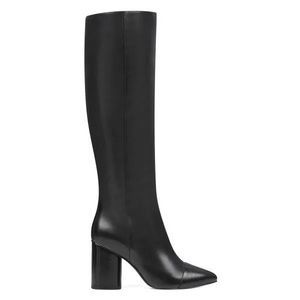 Genuine Leather Nine West Black Heeled Knee High Boots